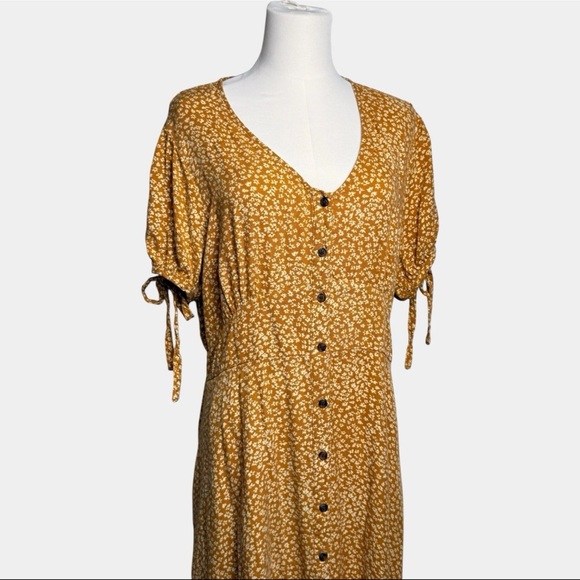 Universal Thread XXL Mustard Floral Midi Dress Cottagecore Boho Prairie - Picture 2 of 16